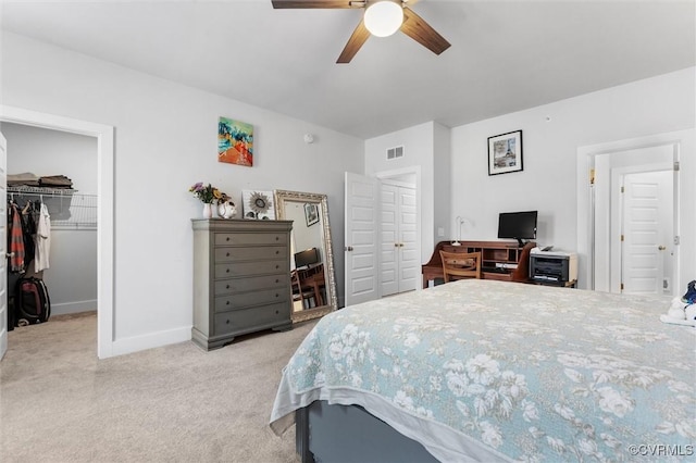 526 Greybull Walk Unit B, Henrico, VA 23233 - bedroom featuring light carpet, a spacious closet, a closet, baseboards, and ceiling fan