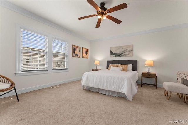 1216 N 30th St, Richmond, VA 23223 - bedroom with ornamental molding, light colored carpet, and ceiling fan