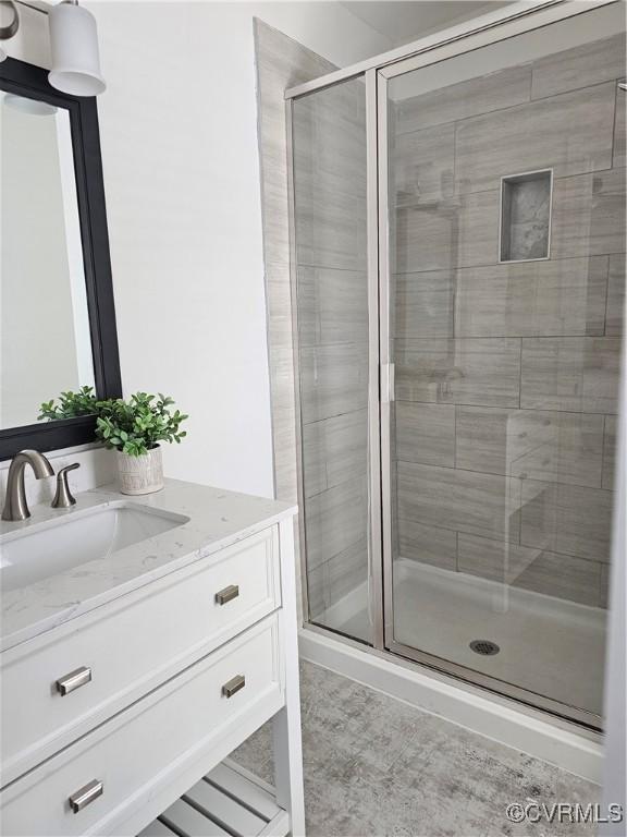1216 N 30th St, Richmond, VA 23223 - bathroom with vanity and a stall shower