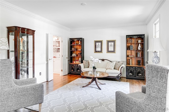 9905 Carrington Pl, Henrico, VA 23238 - living room featuring wood finished floors and ornamental molding