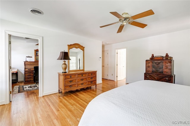9905 Carrington Pl, Henrico, VA 23238 - bedroom with light wood finished floors, a ceiling fan, and baseboards