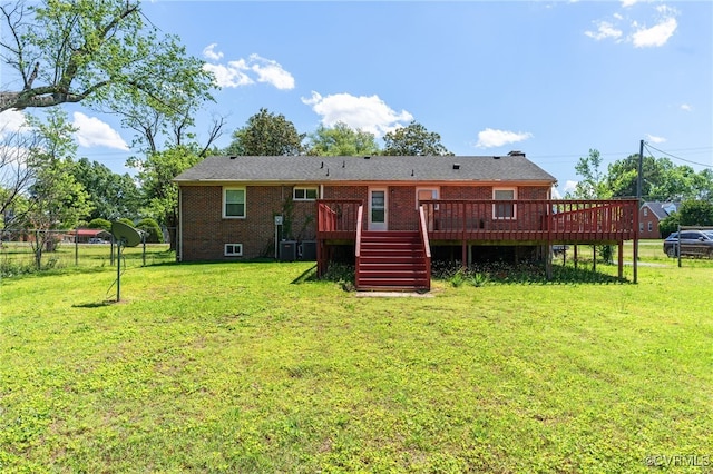 2004 Springdale Rd, Henrico, VA 23222 - back of property with a deck, stairway, and brick siding
