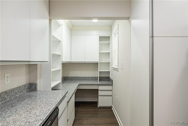 interior space with dark wood-style flooring