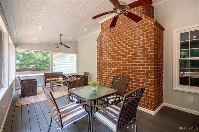 10910 Lesser Scaup Lndg, Chesterfield, VA 23838 - deck with ceiling fan, outdoor dining area, and an outdoor living space