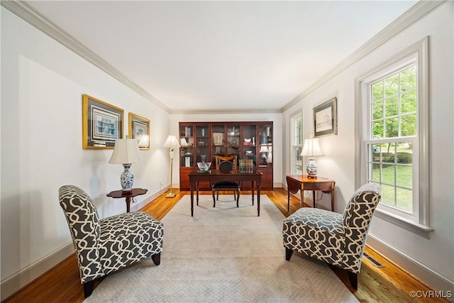 10910 Lesser Scaup Lndg, Chesterfield, VA 23838 - sitting room with wood finished floors, crown molding, an office area, and baseboards