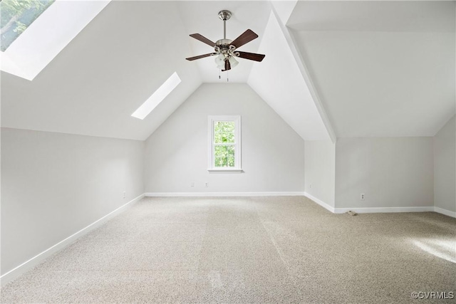 10910 Lesser Scaup Lndg, Chesterfield, VA 23838 - bonus room featuring a skylight, a ceiling fan, lofted ceiling, and carpet flooring