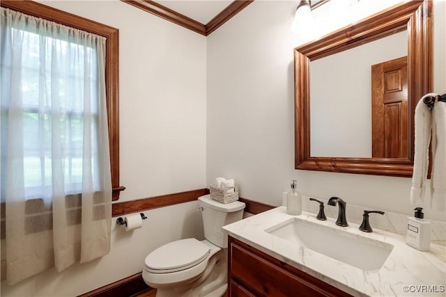 10910 Lesser Scaup Lndg, Chesterfield, VA 23838 - half bathroom featuring crown molding, toilet, and vanity