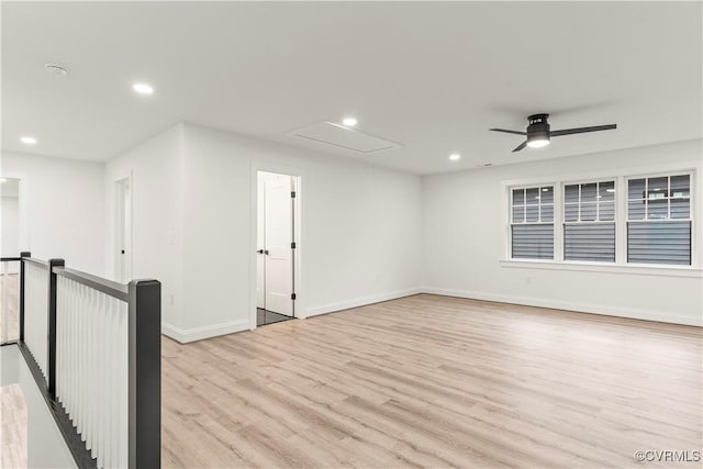 2809 Bethlehem Rd, Henrico, VA 23228 - spare room featuring attic access, light wood-type flooring, recessed lighting, baseboards, and ceiling fan