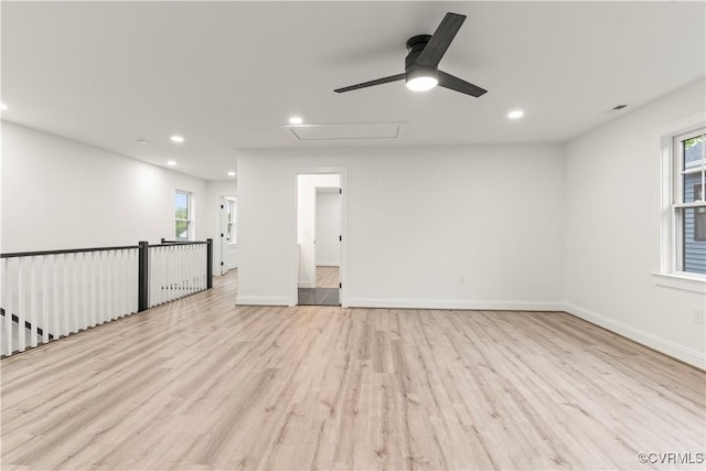 2809 Bethlehem Rd, Henrico, VA 23228 - empty room with attic access, ceiling fan, wood finished floors, recessed lighting, and baseboards