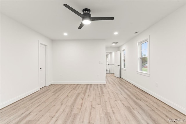 2809 Bethlehem Rd, Henrico, VA 23228 - unfurnished living room featuring light wood-type flooring, recessed lighting, ceiling fan, and baseboards