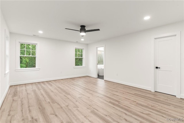 2809 Bethlehem Rd, Henrico, VA 23228 - spare room with light wood-style flooring, healthy amount of natural light, a ceiling fan, recessed lighting, and baseboards