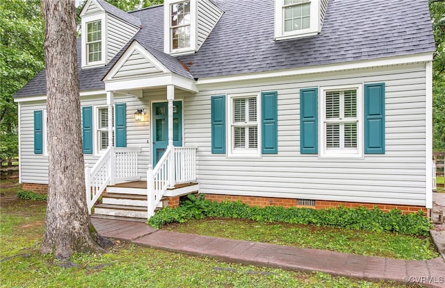 1013 Mill Forest Dr, Midlothian, VA 23113 - cape cod house featuring crawl space and a shingled roof