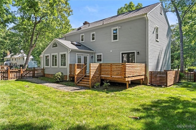 2430 Olde Stone Rd, Midlothian, VA 23113 - rear view of property with a deck, roof with shingles, and a chimney