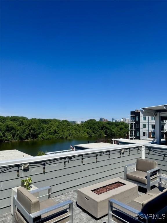 5112 Old Main St, Henrico, VA 23231 - balcony featuring a water view and an outdoor fire pit