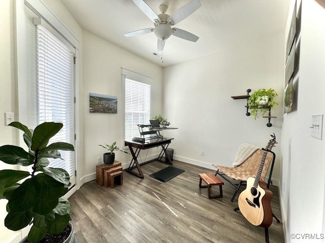 5112 Old Main St, Henrico, VA 23231 - living area with wood finished floors, baseboards, and ceiling fan