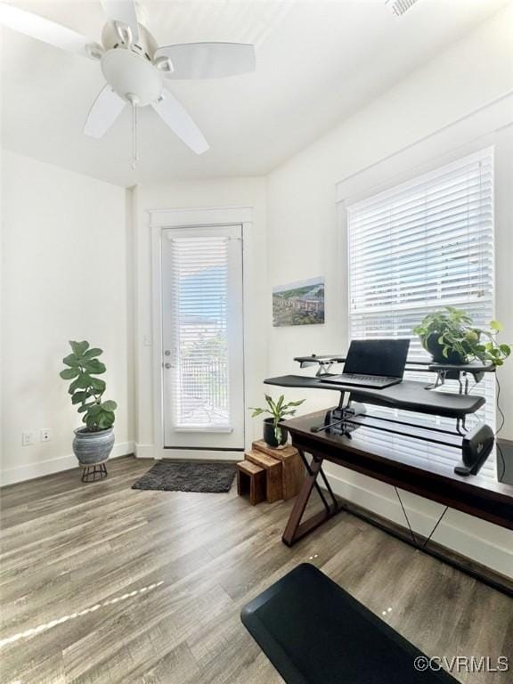 5112 Old Main St, Henrico, VA 23231 - home office featuring wood finished floors, ceiling fan, and baseboards