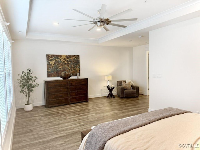 5112 Old Main St, Henrico, VA 23231 - bedroom with wood finished floors, a raised ceiling, ornamental molding, baseboards, and recessed lighting