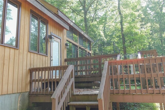 wooden terrace with stairway