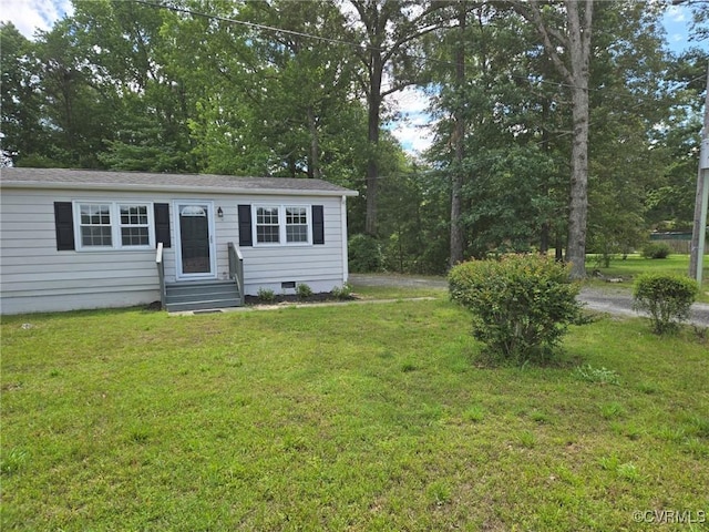 11400 Weyanoke Rd, Charles City, VA 23030 - view of front of house with entry steps, a front yard, and crawl space