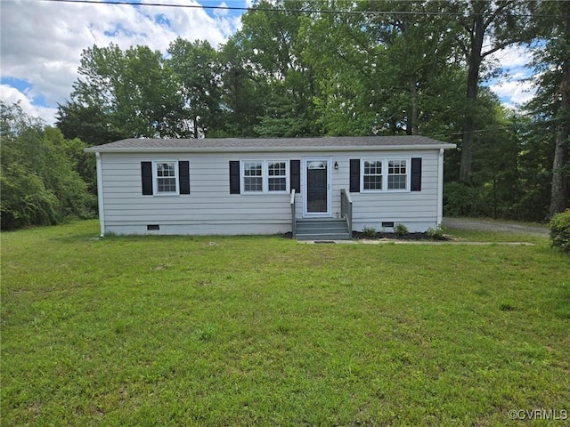 11400 Weyanoke Rd, Charles City, VA 23030 - view of front of property with crawl space, entry steps, and a front lawn