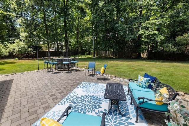 13951 Whitechapel Rd, Midlothian, VA 23113 - view of patio featuring outdoor dining area and view of scattered trees