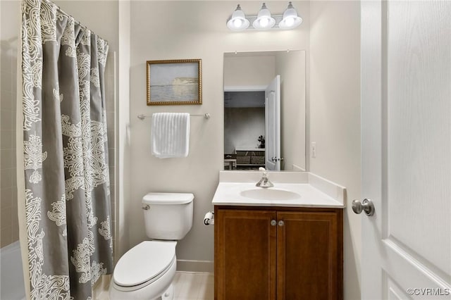16400 Orchard Tavern Pl, Moseley, VA 23120 - full bath with vanity, toilet, baseboards, and tile patterned floors
