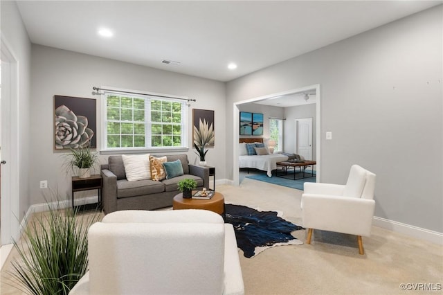 16400 Orchard Tavern Pl, Moseley, VA 23120 - living area with carpet floors, plenty of natural light, recessed lighting, and baseboards