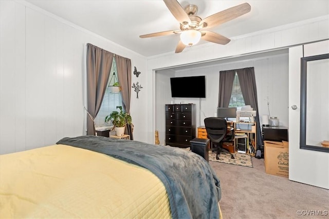 322 St Matthew St, Petersburg, VA 23803 - carpeted bedroom featuring ornamental molding, a ceiling fan, and a desk