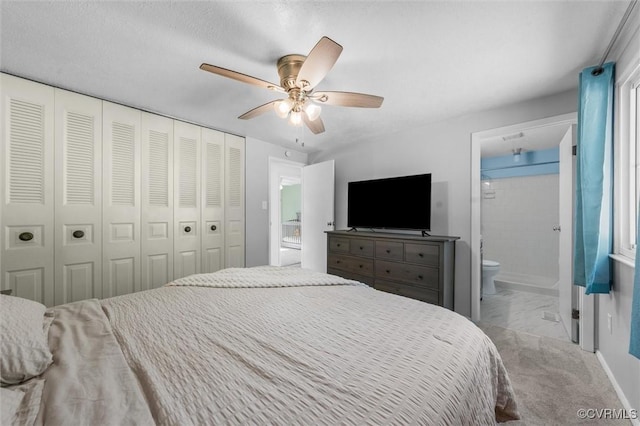 9120 Pepperidge Rd, Chesterfield, VA 23236 - bedroom featuring a closet, connected bathroom, a ceiling fan, and baseboards