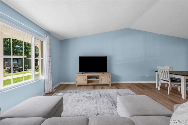 9120 Pepperidge Rd, Chesterfield, VA 23236 - living room with vaulted ceiling, wood finished floors, and baseboards