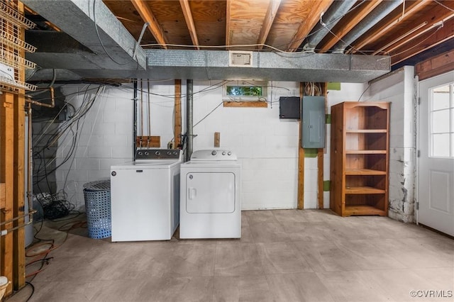 9120 Pepperidge Rd, Chesterfield, VA 23236 - laundry room featuring electric panel and washing machine and clothes dryer