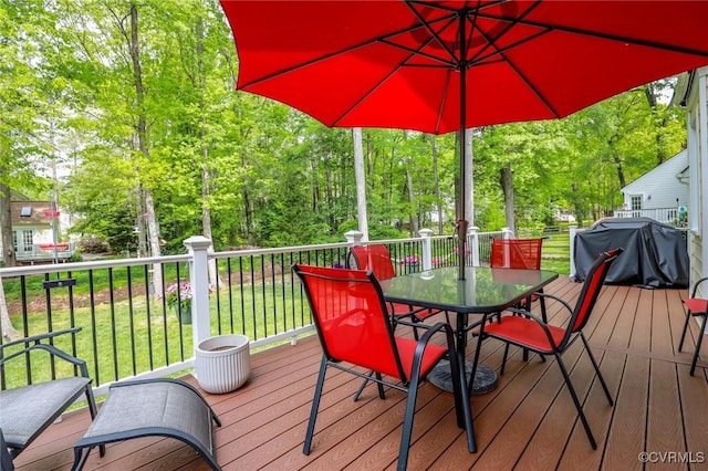 4606 Oak Hollow Rd, Chester, VA 23831 - deck with area for grilling, outdoor dining space, and a yard