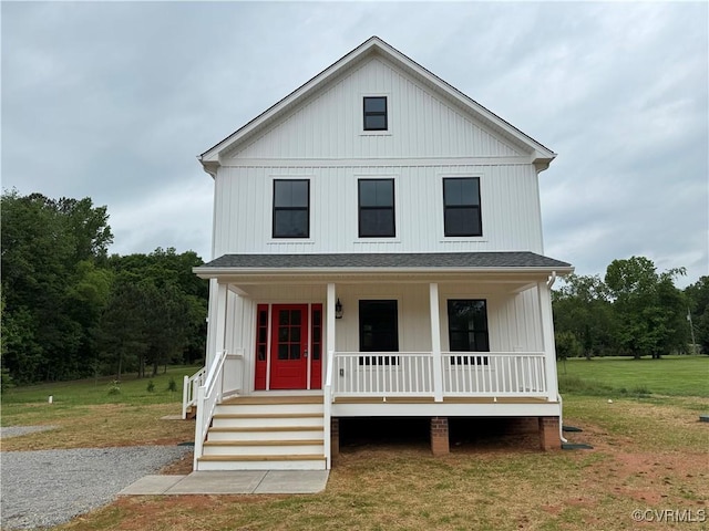 48 Cedar Hill Rd, Mineral, VA 23117 - view of front of home with a porch, a front lawn, and a shingled roof