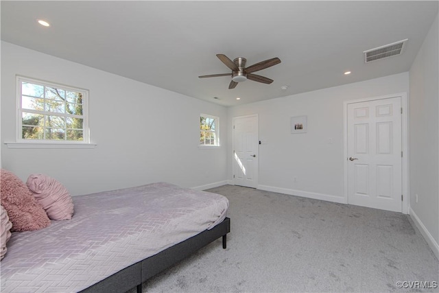 25610 Surry Ave, Dinwiddie, VA 23803 - bedroom featuring carpet flooring, recessed lighting, baseboards, and a ceiling fan