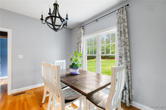 1845 Lower Mill Rd, Powhatan, VA 23139 - dining room with a chandelier, baseboards, and light wood-style floors