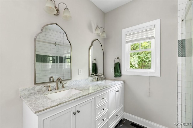 1845 Lower Mill Rd, Powhatan, VA 23139 - bathroom featuring double vanity and baseboards