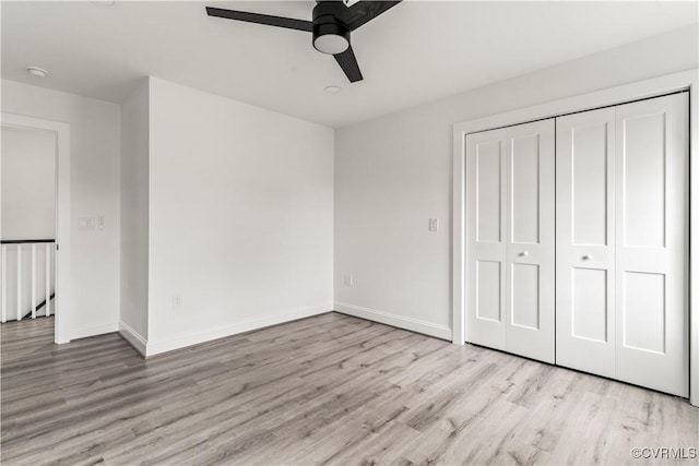 2001 Monteiro Ave, Richmond, VA 23222 - unfurnished bedroom featuring wood finished floors, baseboards, a closet, and ceiling fan