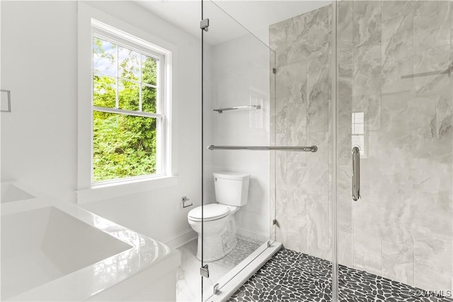 2001 Monteiro Ave, Richmond, VA 23222 - full bath with toilet, a stall shower, baseboards, and marble finish flooring