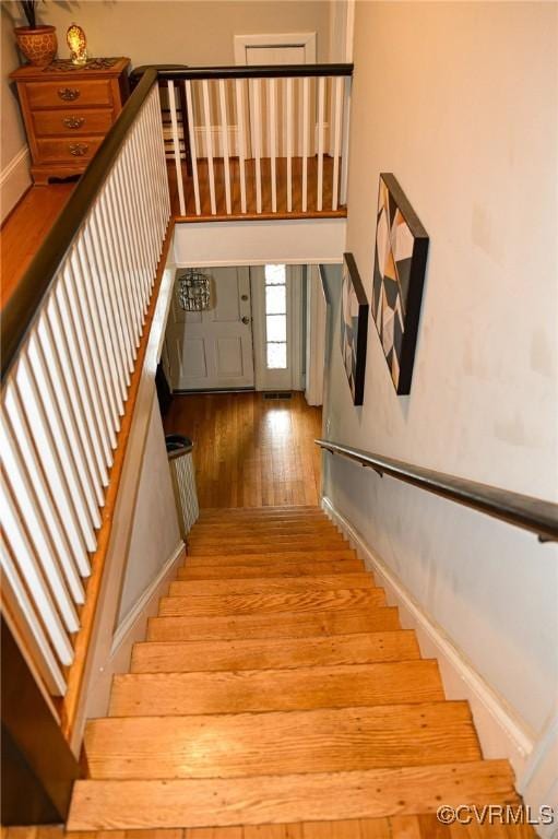 1024 W S Blvd, Petersburg, VA 23805 - stairway with wood finished floors and baseboards