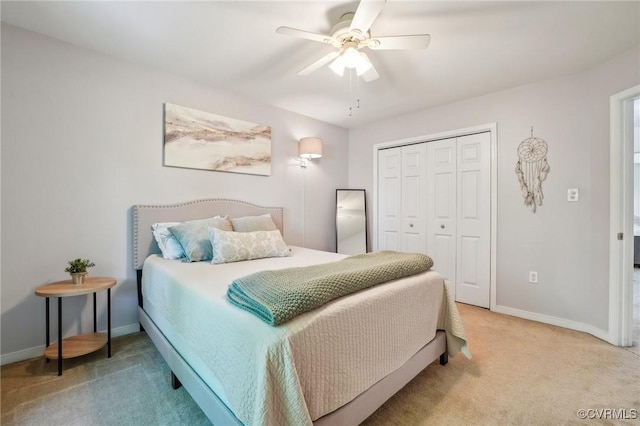 10808 Stanton Way, Henrico, VA 23238 - bedroom with a closet, light colored carpet, baseboards, and ceiling fan