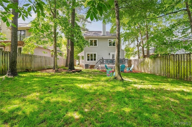 10808 Stanton Way, Henrico, VA 23238 - rear view of house with a wooden deck, a chimney, and central AC