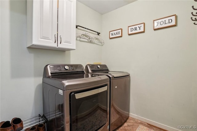 10808 Stanton Way, Henrico, VA 23238 - clothes washing area with cabinet space, separate washer and dryer, and baseboards