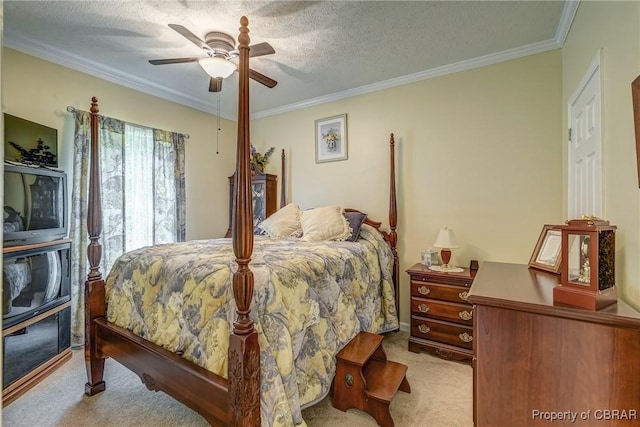 10402 Freewelcome Ln, Gloucester, VA 23050 - carpeted bedroom with crown molding, ceiling fan, and a textured ceiling