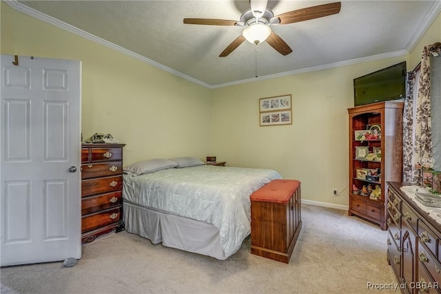 10402 Freewelcome Ln, Gloucester, VA 23050 - bedroom featuring light carpet, ornamental molding, a ceiling fan, and baseboards