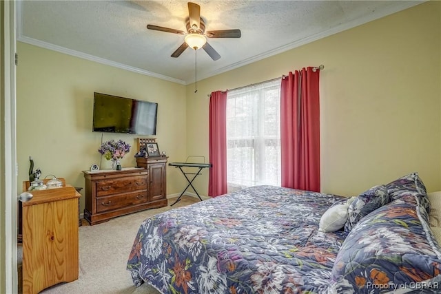 10402 Freewelcome Ln, Gloucester, VA 23050 - bedroom featuring carpet floors, crown molding, a ceiling fan, and a textured ceiling