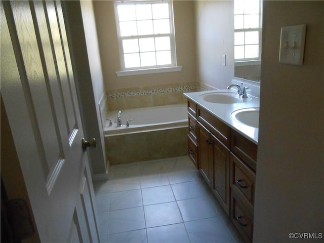 15212 Fairen Ln, South Chesterfield, VA 23834 - full bath with plenty of natural light, a bath, double vanity, and tile patterned flooring