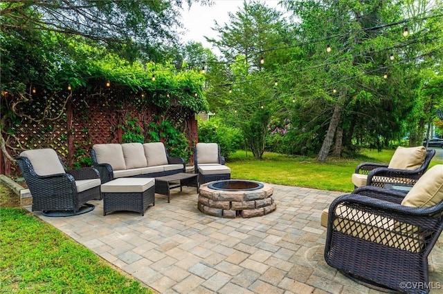 13 Bunker Blvd, Palmyra, VA 22963 - view of patio with an outdoor living space with a fire pit
