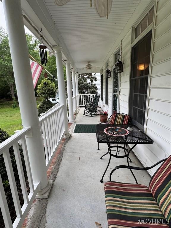 13300 Old Telegraph Rd, Providence Forge, VA 23140 - porch featuring a ceiling fan
