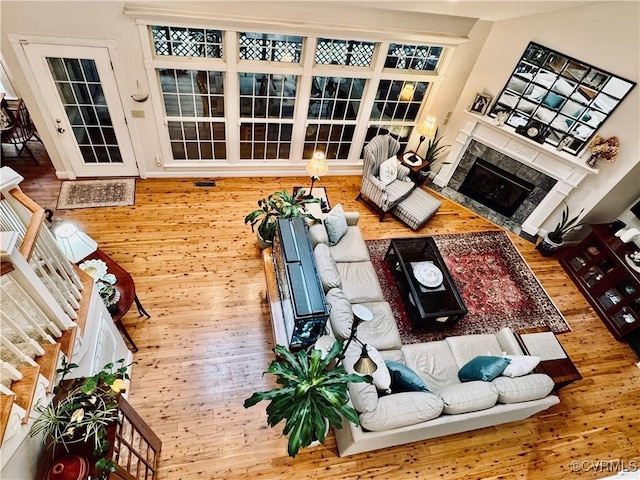 13300 Old Telegraph Rd, Providence Forge, VA 23140 - living area with hardwood / wood-style flooring and a high end fireplace