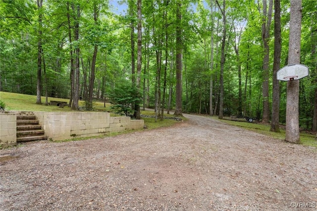 2465 W Deerpath Dr, Powhatan, VA 23139 - view of dirt / gravel road featuring a view of trees